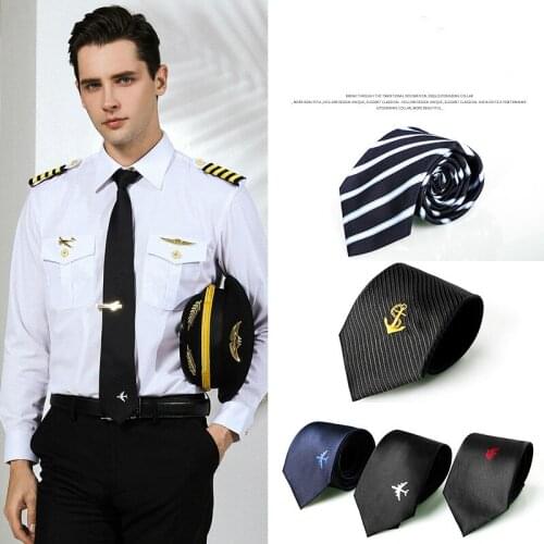 Mens Professional Tie Convenient Business Work Tie Captain Flight Attendant Captain Zipper Tie Performance Chorus Tie