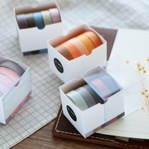 5pcs Solid Color Washi Tape Set Masking Tape Adhesive Tape Sticker DIY Scrapbooking Planner Stationery Notebook Decoration
