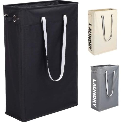 Cloth Clothes Basket, Handy Hanging Laundry Basket Tall & Slim Hamper Waterproof Laundry Bag Collapsible Travel Laundry Bag