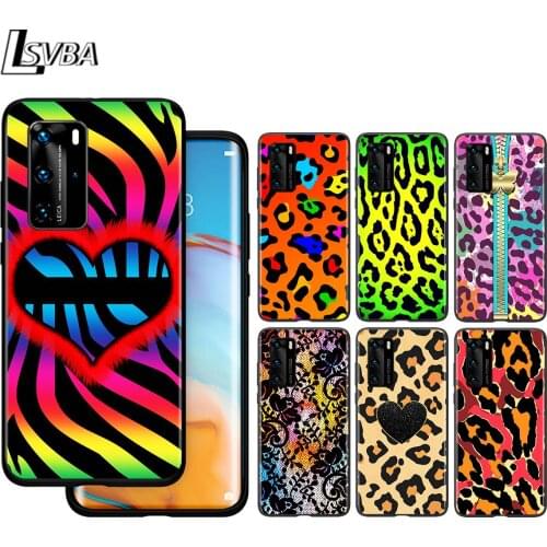 Leopard Cute Pattern For Huawei P40 P30 P20 P10 Pro Lite E Plus 4G 5G P9 P8 Lite P Smart Z S Plus Soft Black Phone Case