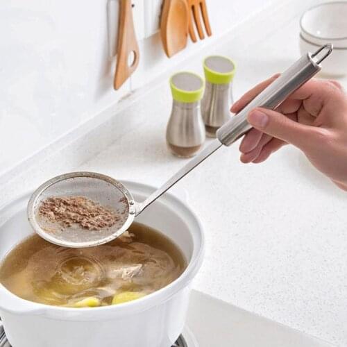 Filter Spoon Kitchen Drain Net Fishing Oil Residue Filter Long Handle Stainless Steel Soybean Filter Colander Fine Net