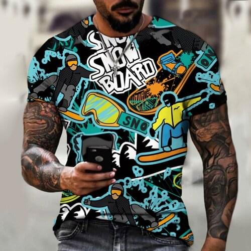 New Funny Graffiti 3D Printing T-shirt Mens Fashion Streetwear Harajuku Mens T-shirt