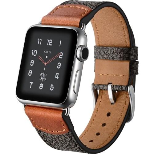 Genuine Leather Strap For Apple Watch 5 4 Band 40mm 44mm Stone Pattern Replace Bracelet 38mm 42mm band For iWatch Series 4 3 2 1