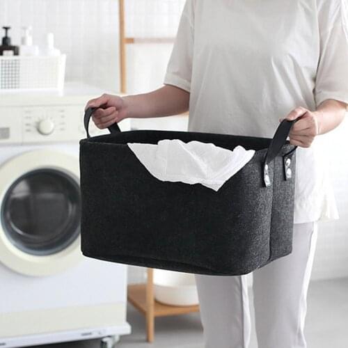Foldable Laundry Basket Felt Toy Book Storage Basket with Handle Dirty Clothes Container Living Room Bathroom Desktop Organizer