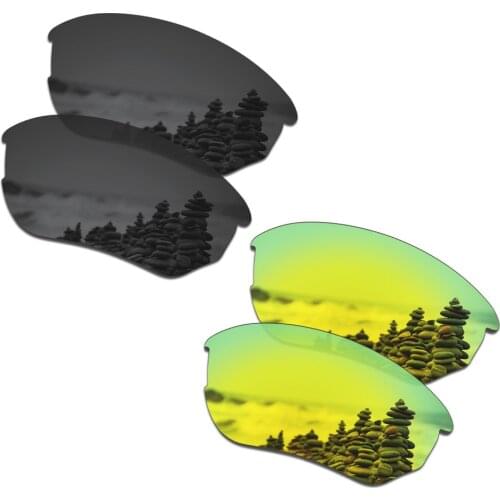 SmartVLT 2 Pairs Polarized Sunglasses Replacement Lenses for Oakley Flak Beta Stealth Black and 24K Gold