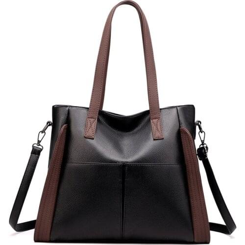 New High Capcaity Soft PU Leather Vintage Women Hand Bag Totes Designers Luxury Women Shoulder Bags Female Top-handle Bags