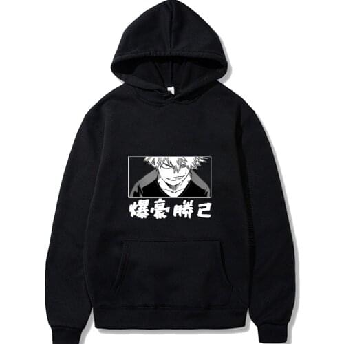 Harajuku Anime My Hero Academia Bakugou Katsuki Manga Hooded Tops Streetwear Men Warm Clothes Unisex Oversized Hoodies
