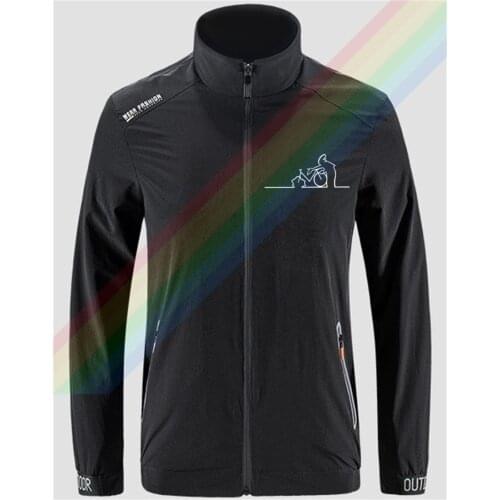 Mr. La Linea The Bicycle Has A Flat Tire Slim Sport Jacket Mens Outdoor Zippered Comfortable Soft Jacket Casual Front Printing