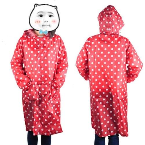Waterproof Raincoat Women Dot Fashion Long Ladies Over Knee With Hood And Packing Pocket Poncho Coat Rainwear