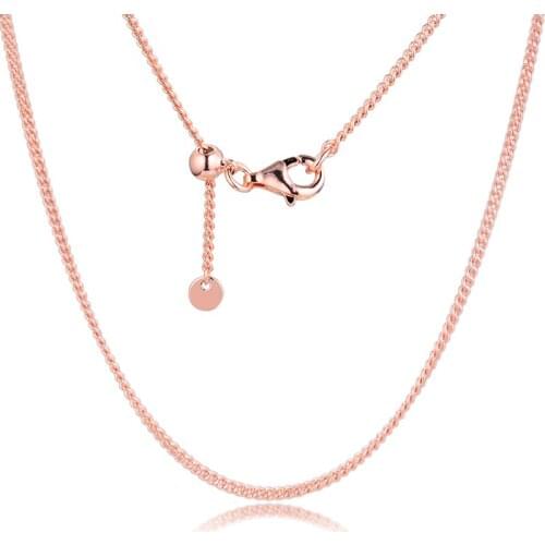 Rose Curb Chain Necklaces 100% 925 Sterling-Silver-Jewelry Free Shipping