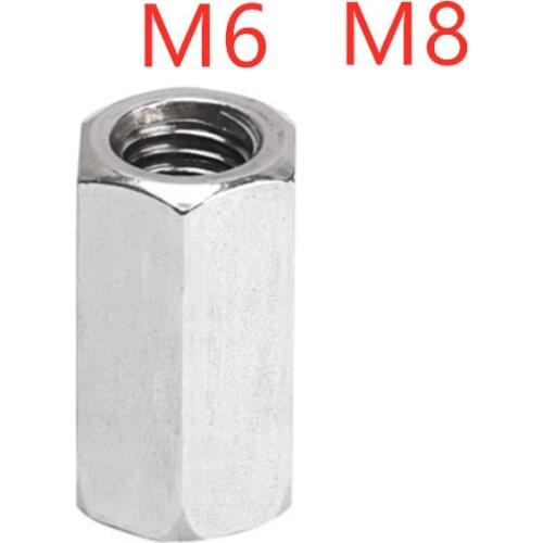 2pcs M6 M8 Long Rod Nut Hex Hexagonal Sleeve Nut Standoff Threaded Fasteners Standoff Hardware Nuts Lengthen Extention