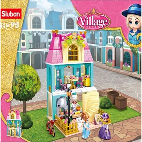 287pcs SLuban B0872 St. Via Princess Town Series Pizza Shop Childrens Assembled Building Block Toys for Girls Gift Mixed