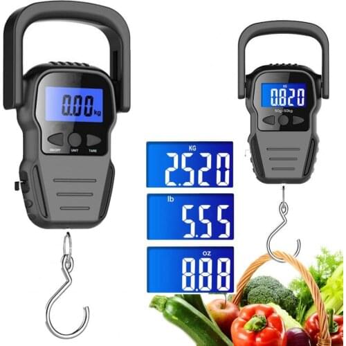 50KG Multi-use Accurate Electronic Hanging Scale with 160cm Measuring Tape for Fishing