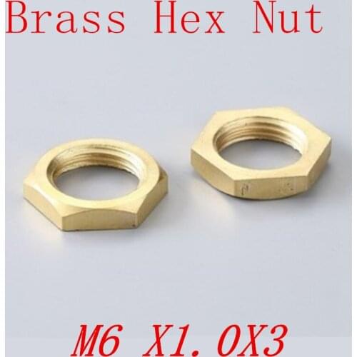 50pcs m6*1.0*3 Brass hex thin lighting lock nut