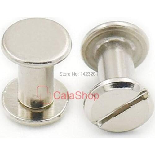 500 Sets / Lot 9mmX8mm Screw Post Solid Slotted Head Button Stud Screws Back Bag Leather Leather Crafts Wholesale