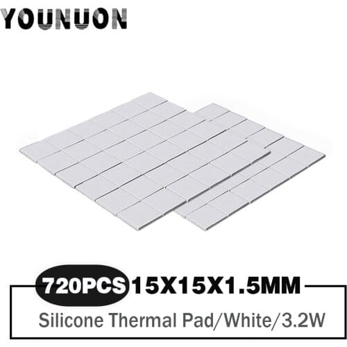 720 Pieces White 15x15x1.5mm Thermal Conductive Silicone Pads Heatsink Cooling Pad For Laptop IC GPU VGA Card