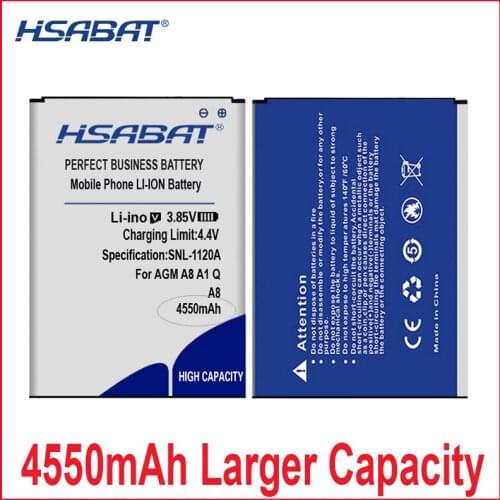 HSABAT 0 Cycle 4550mAh Battery for AGM A8 A1 Q SE for Mann ZUG 5S ZUG5S ZUG5SQ ZUG 5SQ Replacement Accumulator