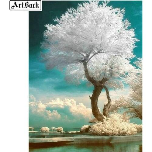 5d diy diamond painting silver tree landscape full square drill decorative painting 3d diamond embroidery kit diamond mosaic
