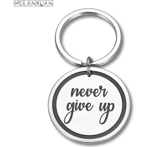 Never Give Up Keyring Runner Gifts Keychain Back To School Gifts Marathon Runner Ideals Gifts for Son Daughter Boys Girls