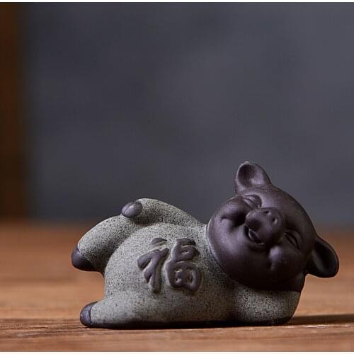 Geyao Tea Pet Decorations Zisha Five-blessing Pig Decoration Tea Table Tea Art Small Monk Figure Ornaments