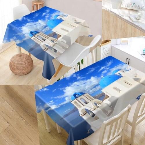 Greece Custom Table Cloth Oxford Fabric Rectangular Waterproof Oilproof Table Cover Family Party Tablecloth