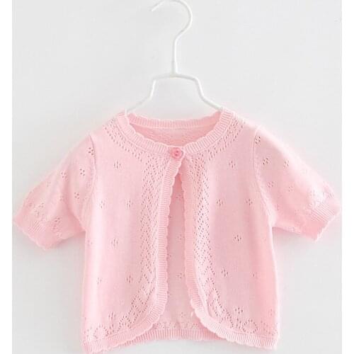 2021 Pink Summer Baby Sweater Jacket Girls Cardigan Beach Short-Sleeved Toddler Coat 6 9 12 24 Month Toddler Clothes OKC194009