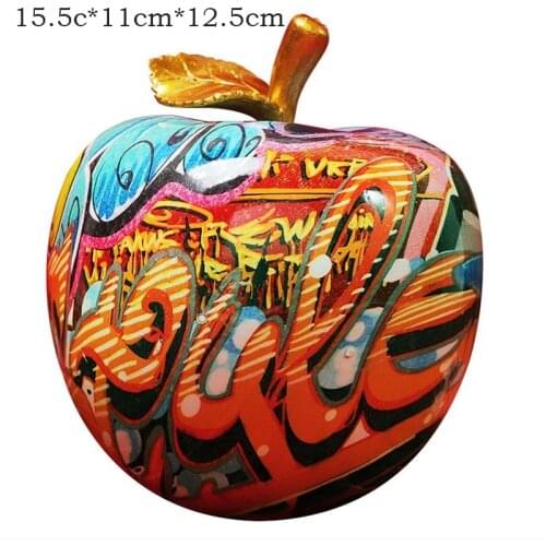 Creative Colorful Graffiti Apple Resin Crafts Sculpture Luxury Statue Decoration Art Ornament Retro Figurine Home Desktop Decor
