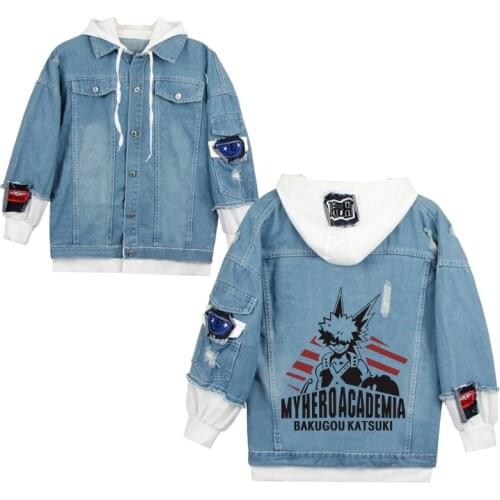 Anime Denime Jacket Coat Boku No My Hero Academia Cosplay Costumes Hoodies Coat Bakugou Todoroki Shoto Spring Autumn Outerwear
