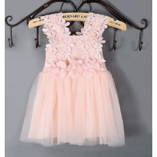 Girls Summer Dress Children Dresses Kids Girl Sleeveless Flower Party Mesh Tutu Dress