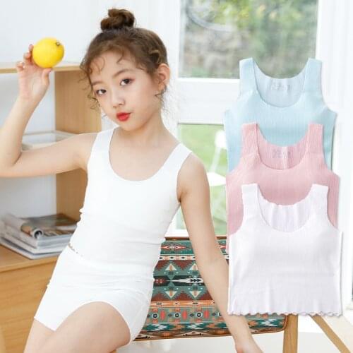 Childrens vest summer thin girls' developmental period breathable seamless sweat-absorbent comfortable&simple student underwear