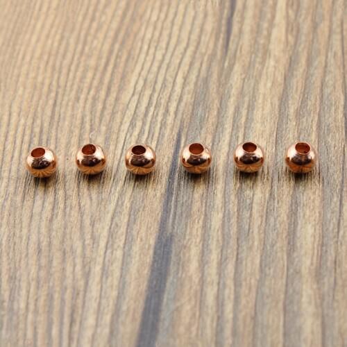 200pcs/lot Jewelry Findings Diy Metal Crimp Beads Rose Gold Smooth Ball Spacer Beads For Jewelry Making 2.4mm 3mm 4mm 5mm 6mm