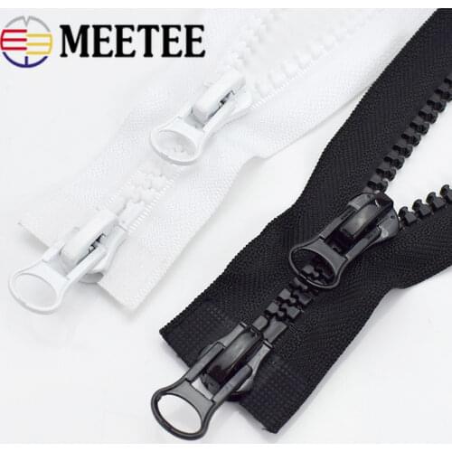 Meetee 60-500cm 8# Resin Zippers Double Sliders Open End Zipper for Down Jacket Coat Luggage Tent Zip DIY Sewing Accessories