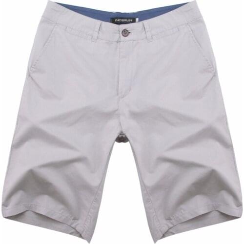 Men Casual Cargo Shorts INCERUN Summer Cotton Knee Length Sweatpants Shorts Masculina Solid Color Bottoms Men Clothes Plus Size