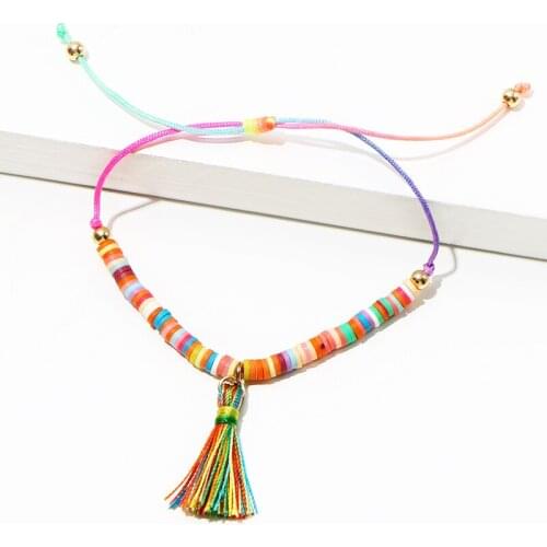 KOMi Hot Bohemian Fashion Bracelet Sets Handmade Mutilcolor String Cord Tassel Drawstring Bracelet for Women Girls Gift E10401
