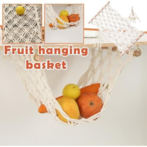 2021 New Hanging the net Woven Tapestry Kitchen storage tools Hanging Pocket Vegetable And Fruit Hanging Basket Organizer