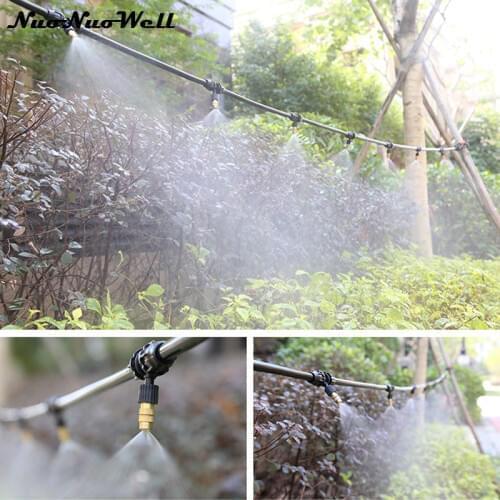 NuoNuoWell Home Garden Irrigation Cooling Systerm Copper Atomizing Nozzle Sprinkler 5/10/15M Kit Balcony Flowers Watering
