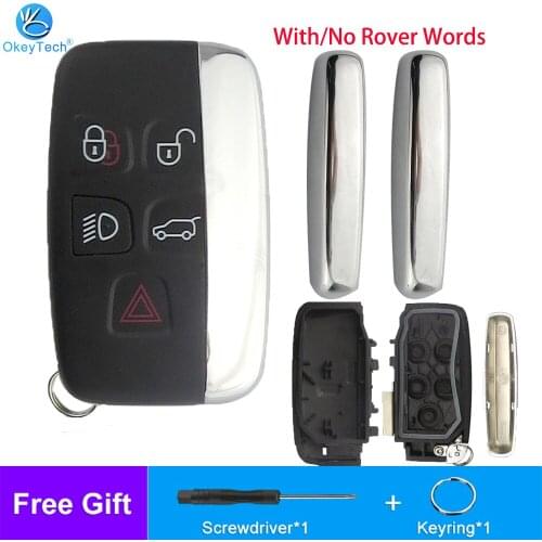 OkeyTech For Land Rover ange Rover Sport Evoque Car Key Shell 5 Button Remote Smart Card Key R2 LR4 Discovery For Jaguar XFL XE
