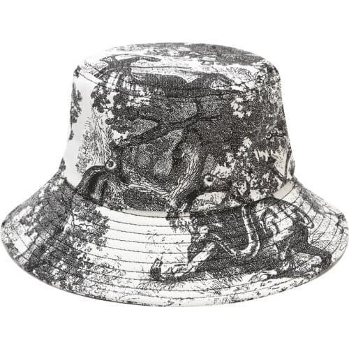 Fashion Wash Painting Bucket Hats Wide Brim Hat Fisherman Hat Tie-Dye Foldable Unisex Hiking Hat Hip-Hop Panama for Women Men