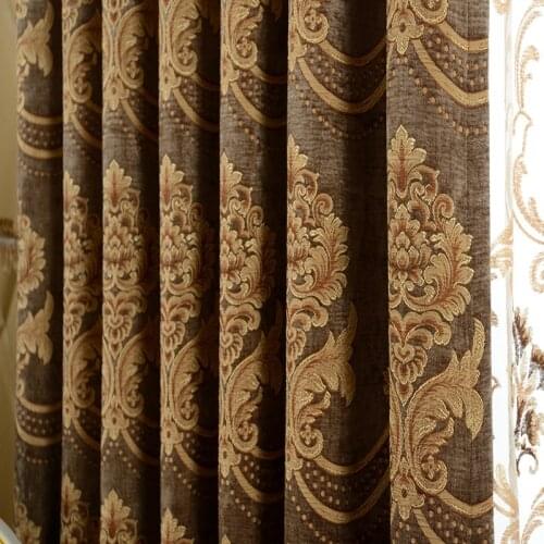 2021 New Thick Chenille Jacquard Blackout Curtains European Luxury Jacquard Curtains Curtains for Living Dining Room Bedroom