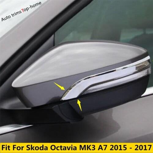 Yimaautotrims Chrome Side Door Rearview Mirror Strip Cover Trim Fit For Skoda Octavia MK3 A7 2015 2016 2017 ABS Chromium Styling