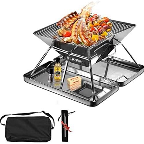 Portable Stove 304 Stainless Steel BBQ Grill Non-stick Surface Folding Barbecue Grill Outdoor Camping Picnic Tool
