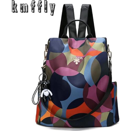 KMFFLY Backpack Casual Anti Theft Backpack for Teenager Girls Women Oxford Multifuction Bagpack Schoolbag 2019 Sac A Dos Mochila