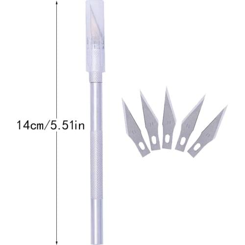 LMDZ Professional Stainless Steel Precision Knife Hobby Knife Razor Tool with 5 Bladesr Art Work Cutting Caving Sculpture Knife