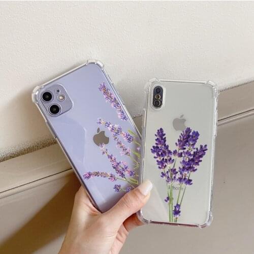 PC Shockproof Case For iPhone 11 Cover Flowers Bumper On iPhone 12 Pro Max Mini 8 7 Plus 6 6s X XR XS MAX SE 2020 Clear Fundas