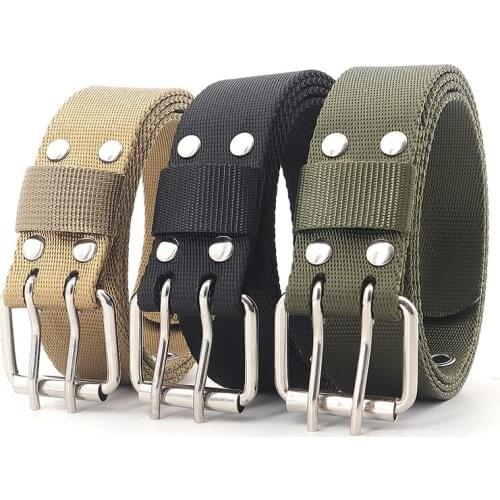 Unisex Belt high Quality 3.2cm Double pin Buckle Students Belt Hollow decoration Fashion Casual Women cowboy pants belt
