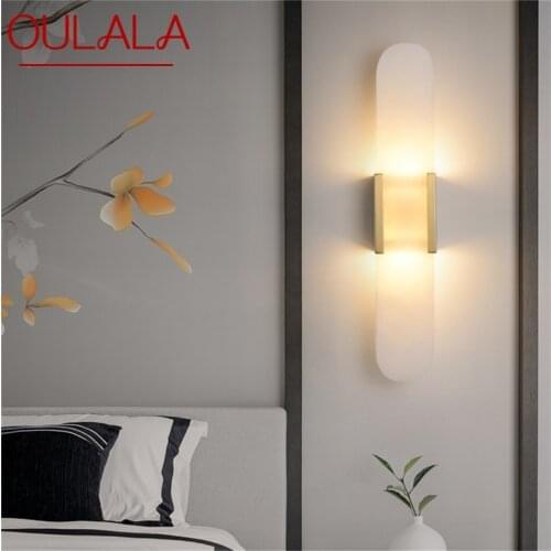 OULALA Luxury Wall Sconces Brass Marble LED Modern Wall Light Fixture Indoor Home Decorative for Bedroom Living Room Office