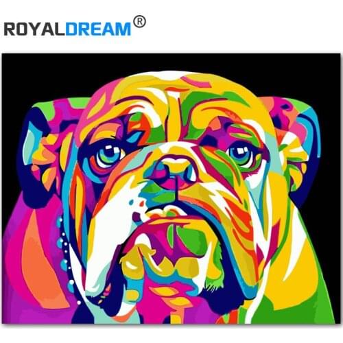ROYALDREAM DIY Painting By Numbers Color dog Abstact Paint By Numbers Oil Painting On Canvas For Living Room Wall Art Home Decor