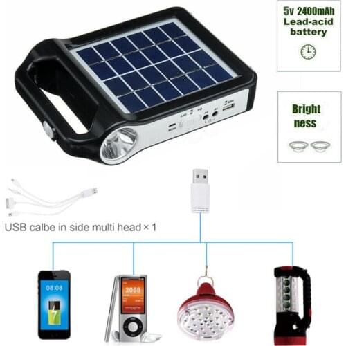 Solar Power Bank Waterproof 2400mAh Solar USB Charger Built-in Lighting For Samsung Tablet Solar Charger Climbing Fast Charger