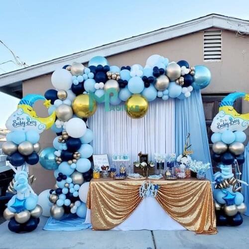 236pcs Blue Balloons Garland Arch Kit White 4D Chrome Gold Balloon For Birthday Wedding Baby Shower Decorations Party Supplies
