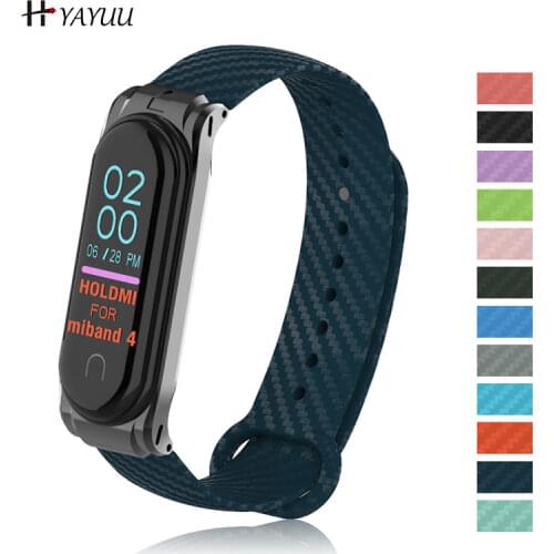 Yayuu Silicone Carbon Fiber Watch Strap for Xiaomi Mi Band 5 4 Smart Wristband For Mi Band 4 3 Bracelet Wrist Strap